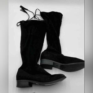 Torrid Black Suede Almond Toe Knee High Tall Boots